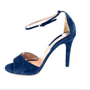 Blue Suede ankle strap sandal